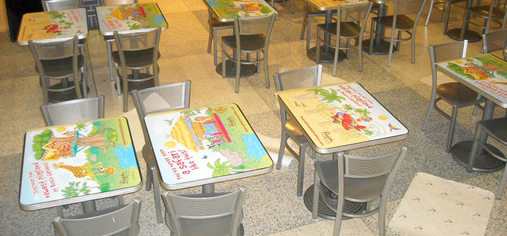 Mall Food Court Advertising - Custom Printed Table Tops